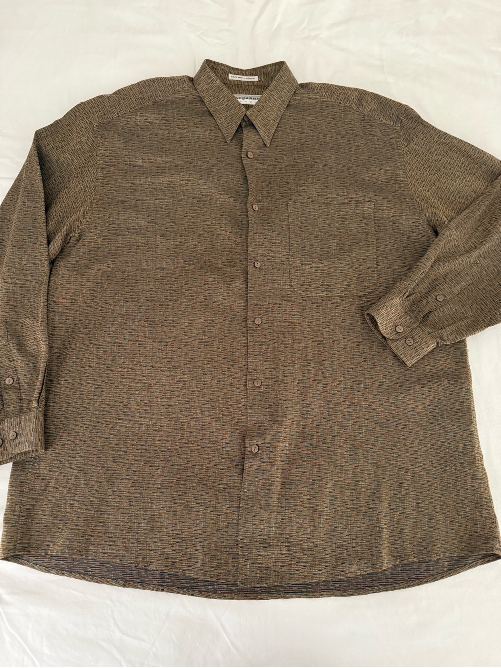 Jhane Barnes Mens XL Brown Geometric Woven Japan Long Sleeve Button Up Shirt
